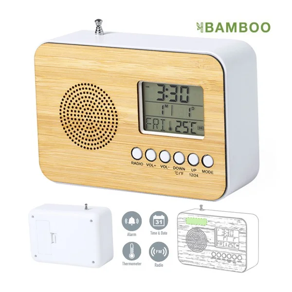 Promotional Shop Decoration Bedside Radio Portable FM Radios Alarm Clocks Home Digital Table Clock with Radio for Outdoor