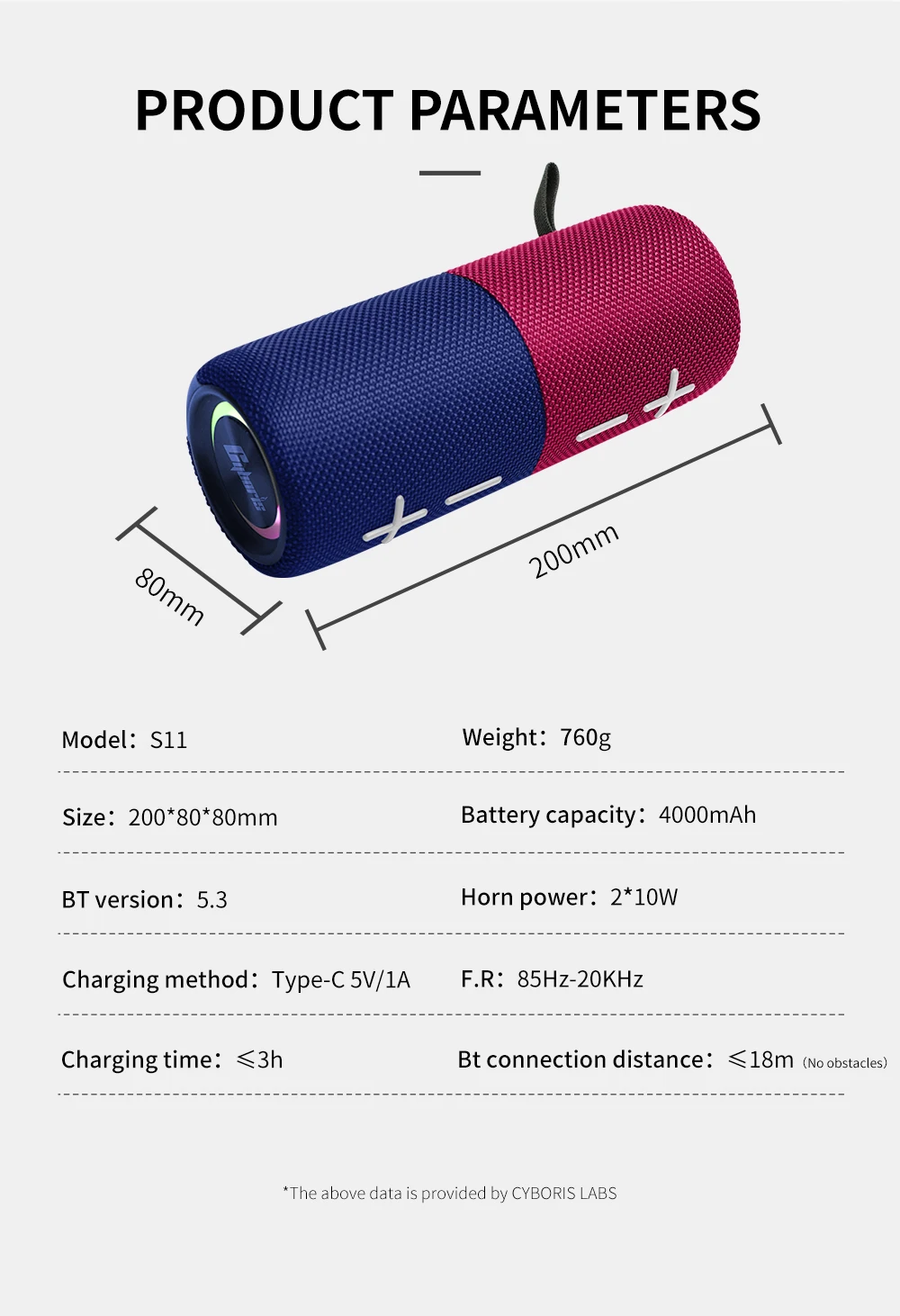 2026 New Trend Portable S11-2S Wireless Speaker Auto Pairing TWS Magnetic RGB Mixed Colours Supports TF Aux Plastic Cabinet