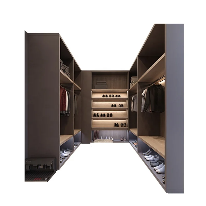 Modern Walk in Robe Wooden Wardrobe Walk in Closet for Bedroom with Sliding Door