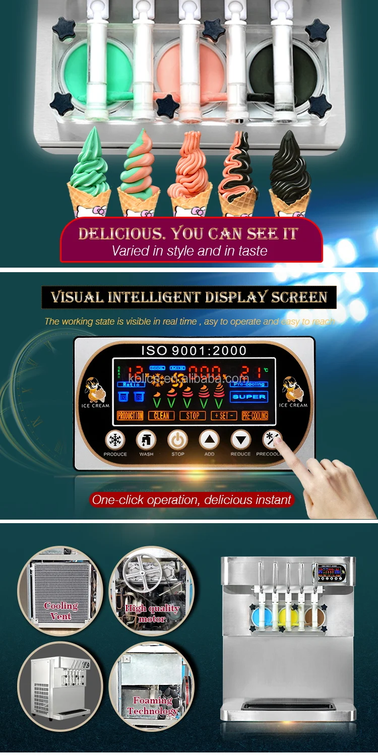 Kolice Table Top 5 Flavors Soft Ice Cream Machine/ice Cream Machine
