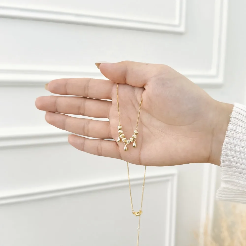 KAKODIY Charm Jewelry Rhodium 14K Gold Plated Sterling Silver Shiny Ball Bead Drop Shape Pendant Necklace detail 2