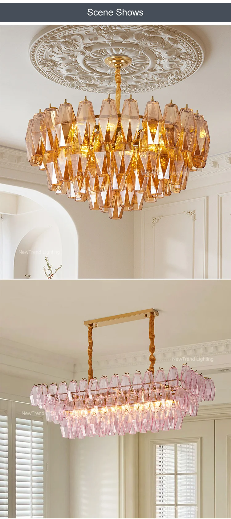 cpl 449 modern luxury pink murano glass chandelier  custom handblown multi head led pendant light for villa dining room  nordic retro interiors-6