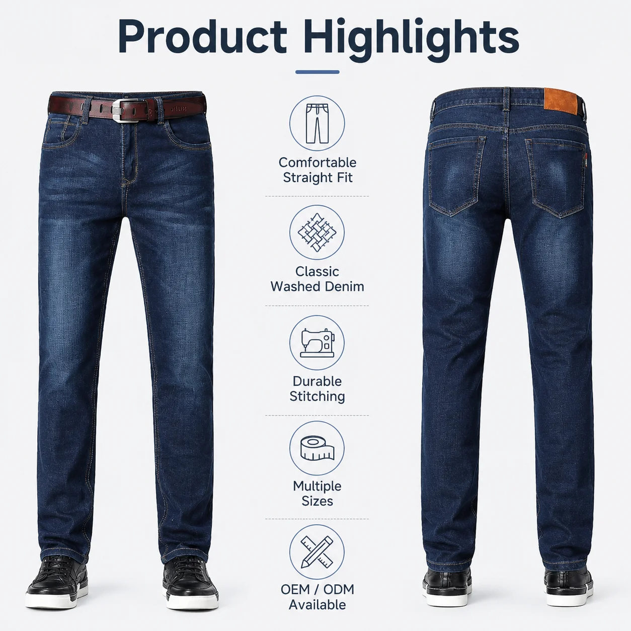 Factory Custom Business Edition Loose Men's Stretch Jeans Straight Plus Size Formal Casual Men Jeans
