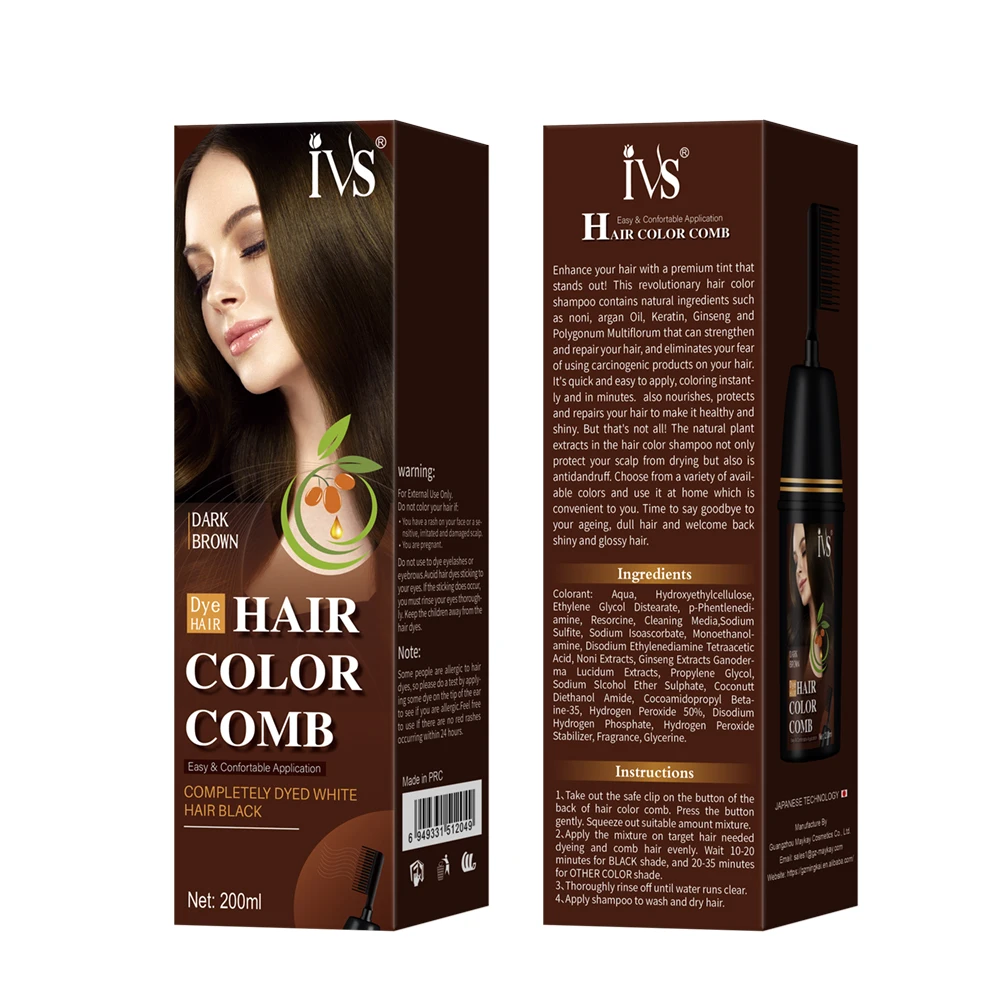 OEM Color Dyeing Cream Home Use Black Hair Cream Ingredients Permanent Easy Coloring Hair Dye Cream With Comb Natural