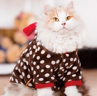 Dropshipping Warm Pet Clothes Cat Christmas Clothes for Small Animals  Reindeer Cat Print Clothing