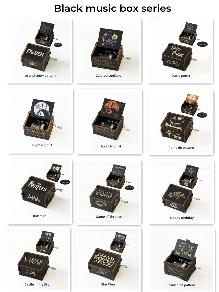 Handcranked Wooden Music Box Classical Carved Music Box Display Diy