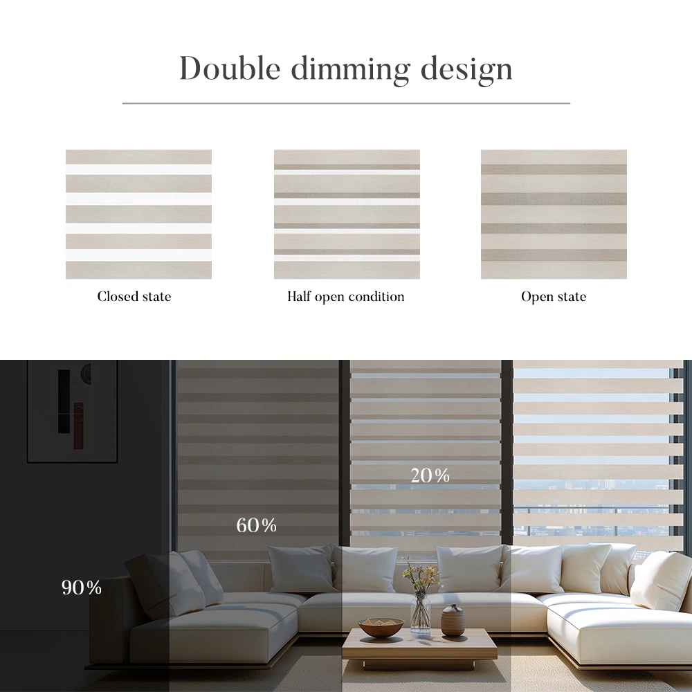 High Quality Window Blinds Roller Shade Double Layer Day and Night Smart Electric Motorized Zebra Blinds