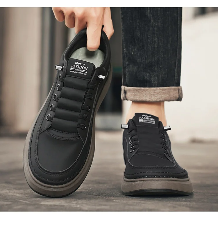 White Leather Sneakers - Men's Casual Shoes | Breathable, Lightweight Lace-Up Footwear