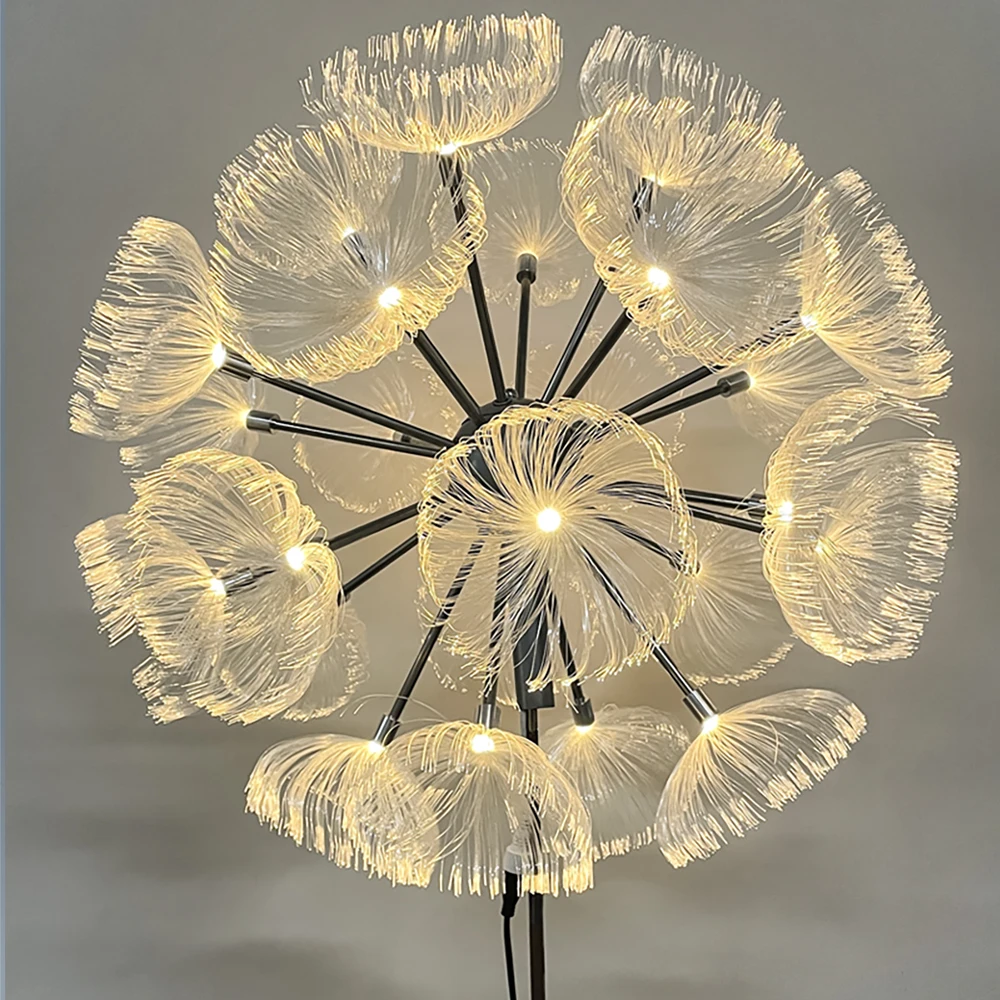 Custom Design LED Artificial Reed Dandelion Light Led Optical Fiber Dandelion Waterproof Outdoor Landscape Lamps Light