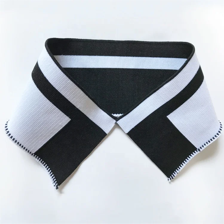 Wholesale Full Cotton Double-sided Jacquard Knitted Rib Collar And Design  Flat Chain Pattern Collar For Clothing Accessories From m.