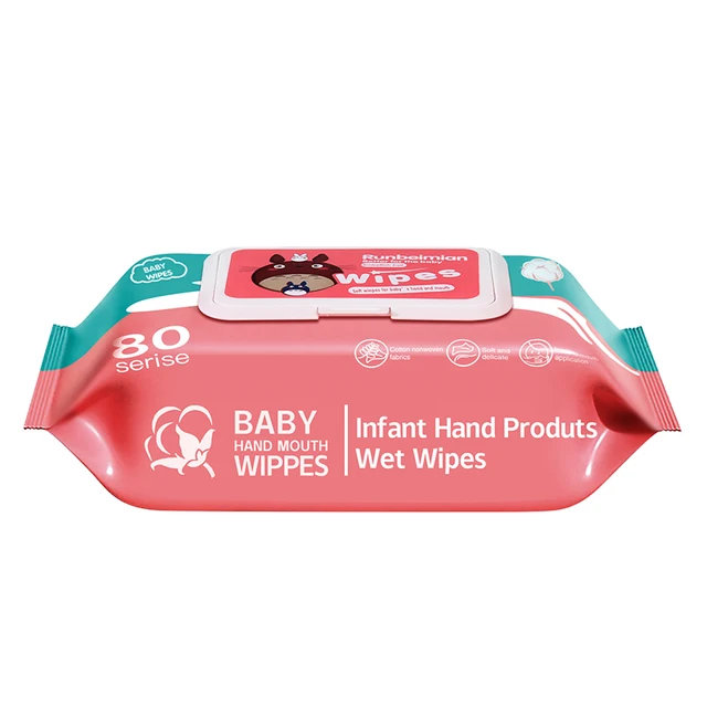 RUNBEIMIAN Customized 40 Pieces of Super Soft Baby Skin Care Wet Wipes, Economical and Disposable Wet Tissues, Fragrance-free