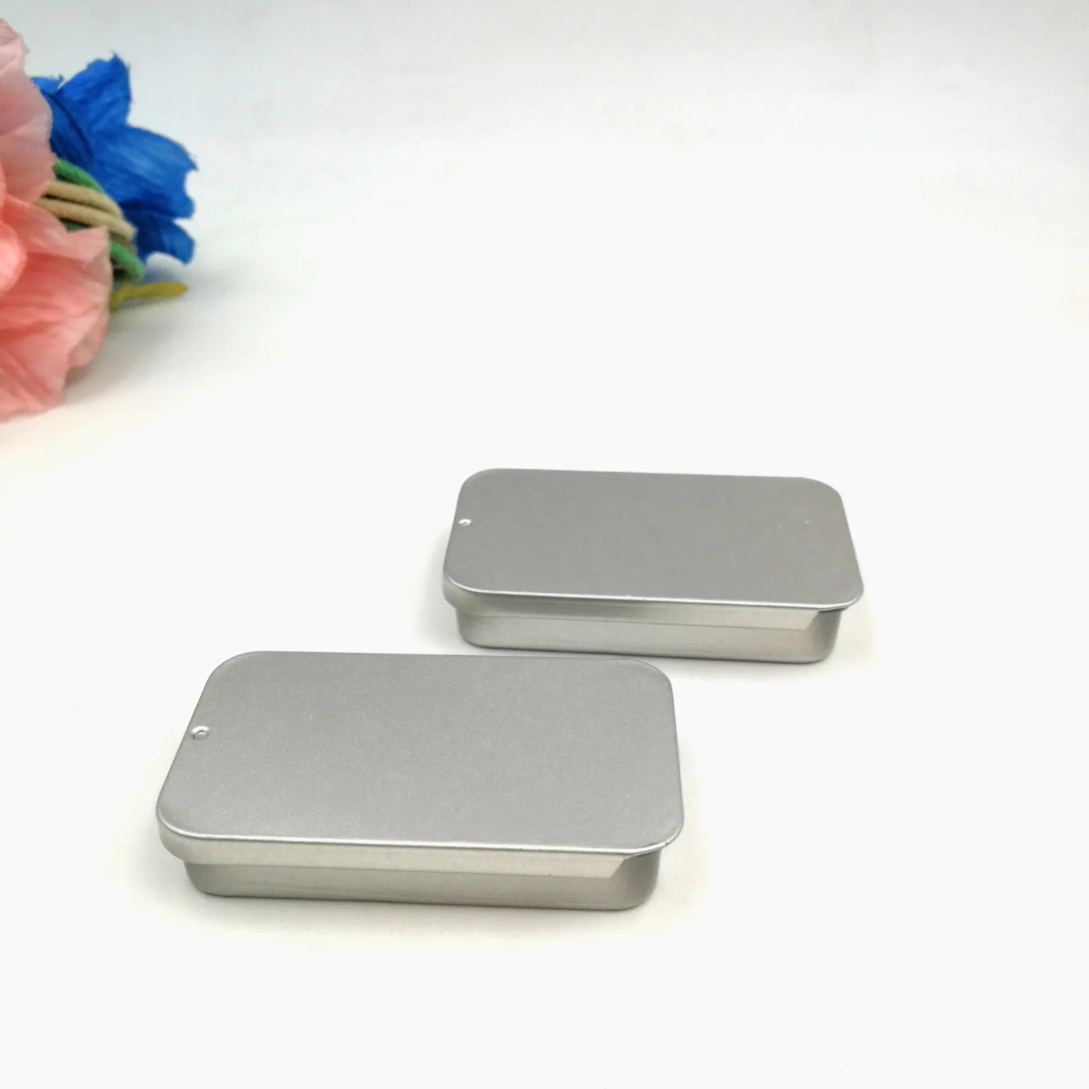 Empty Rectangle Sliding Lid Metal Box For Cosmetic Candy Mint Packaging ...