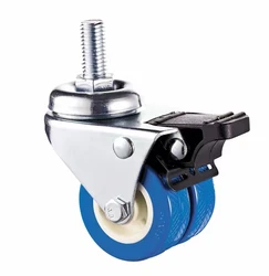 Industrial factory stainless double wheel blue PVC castor swivel plate double caster wheel NO 3