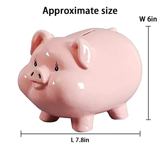 Custom Children Birthday Gift Piggy Bank Cute Ceramic Pink Pig Coin