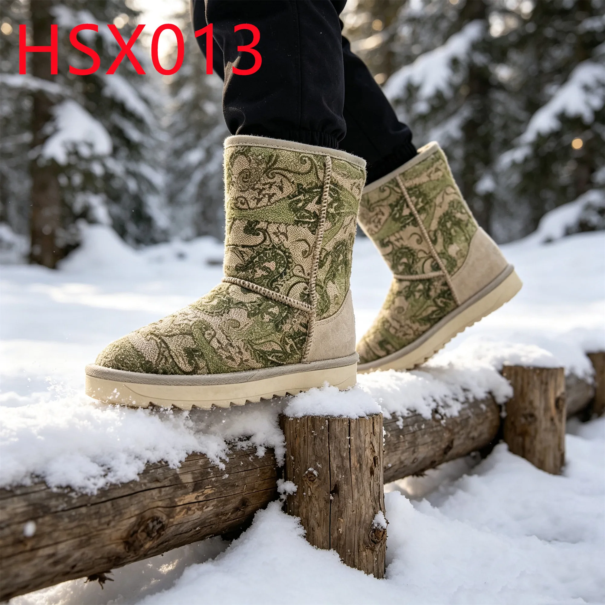 HY,Cold Weather Rip Stop Canvas Fabric Upper Hua Singh Snow Boots Korea Popular ultra Anti-slip Sole Lady Winter BootsHSX013