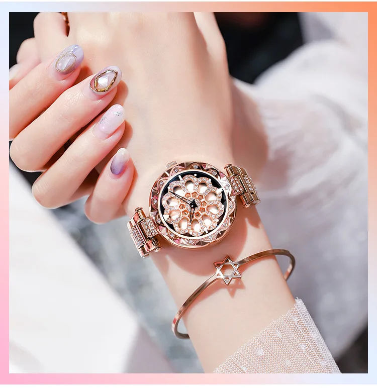 Fortune turns all over the sky. Women's watch with Red Diamonds