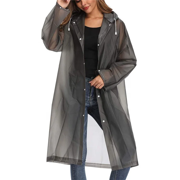 Raincoat for Adults Reusable Rain Ponchos with Hoods and Sleeves Lightweight Plastic EVA Rain coats