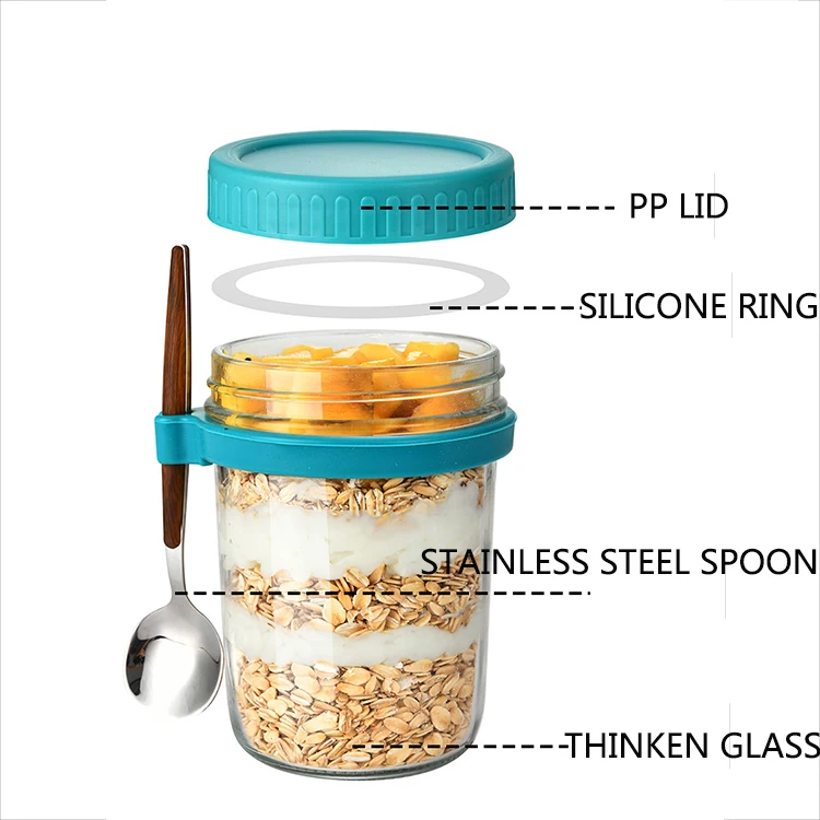 Portable Breakfast Cereal Cup With Lid Spoon Food Container