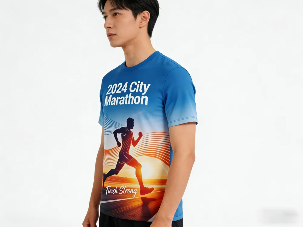 High Performance Knitted Dry Fit Race Shirts 5K 10K Marathon Custom Logo Quick Dry Running T-shirts Sports Wear