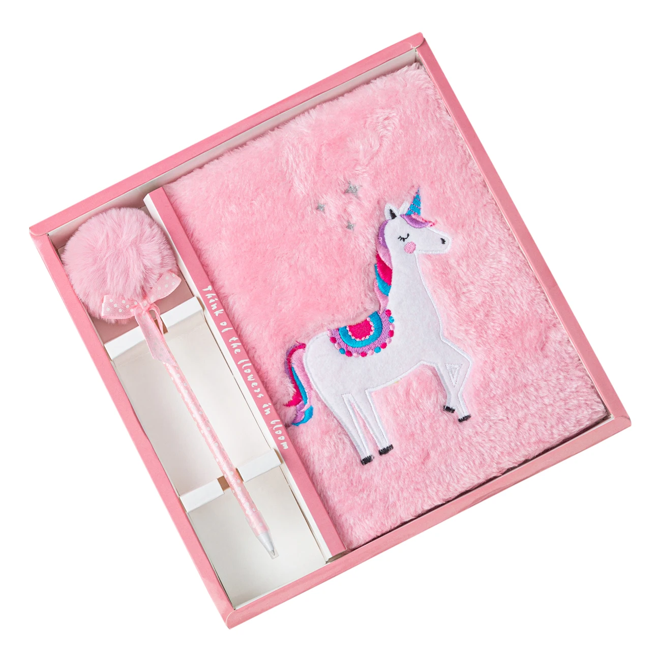 2pcs Girls Diary With Unicorn Pen Design Including 6 Color, Kids