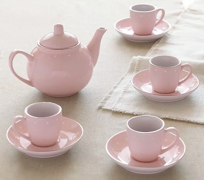 Bright Rose Tea Pot Tea Cup Porcelain Tea Service Children Gift Set