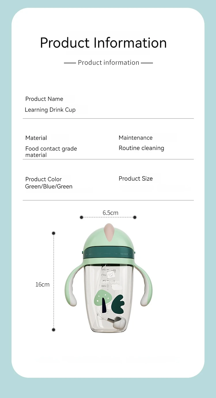 Portable High Quality 300ml Baby Feeding Bottle Direct Drinking Sipper