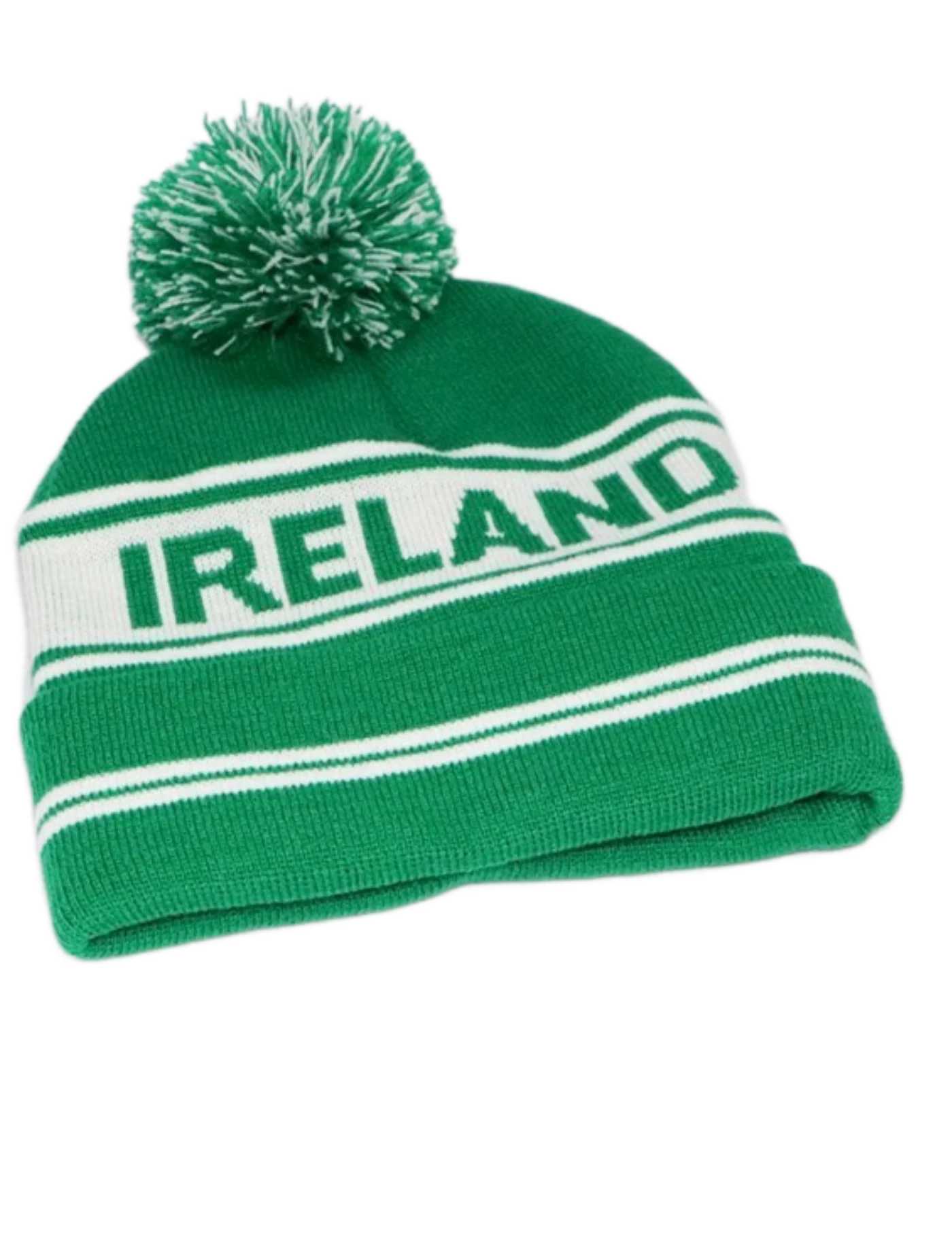 Men'beanie Custom Logo Jacquard Big Letters Knitted Cuff Wholesale Custom Striped Pom Pom