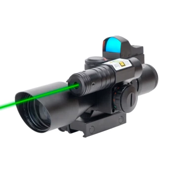 Spike Optics 2.5-10x40 Dual Illuminated FMC Green Coating Scope with Mini Red Dot Sight and Green Laser Sight