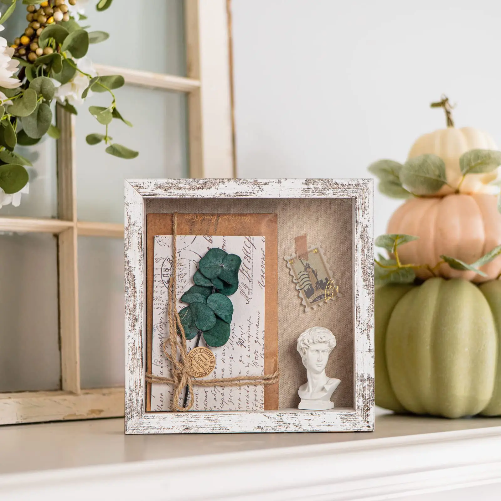 Wooden Shadow Box Frame with Linen Back Memorial Picture Flower Medal Ticket Solid Wooden Glass Door Display Case