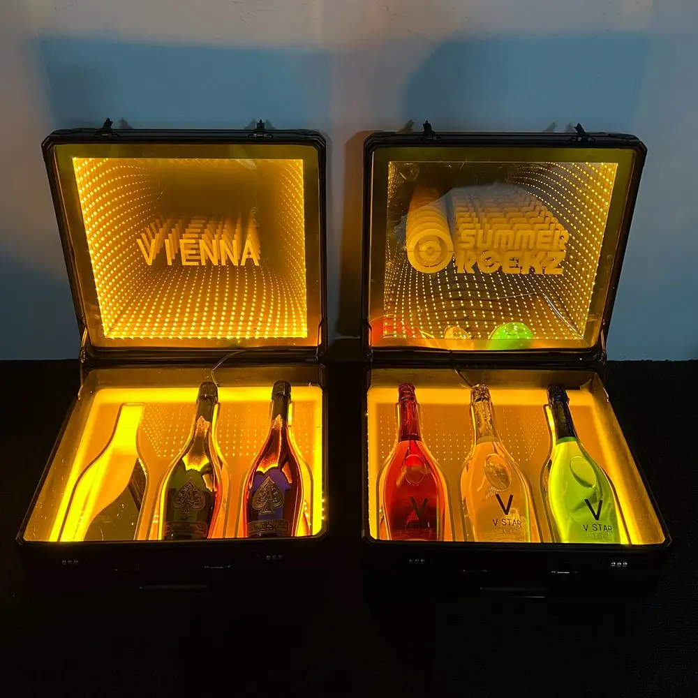 Engrave Logo Ace Of Spade Carrier Box Led Vip Champagne Bottle