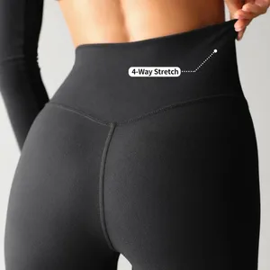 Custom Soft Tight High Waist Yoga Leggings Elastic Waist Solid Breathable Fabric Four-Way Stretch Plus Size Butt Lift Leggings