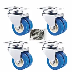 Industrial factory stainless double wheel blue PVC castor swivel plate double caster wheel NO 6