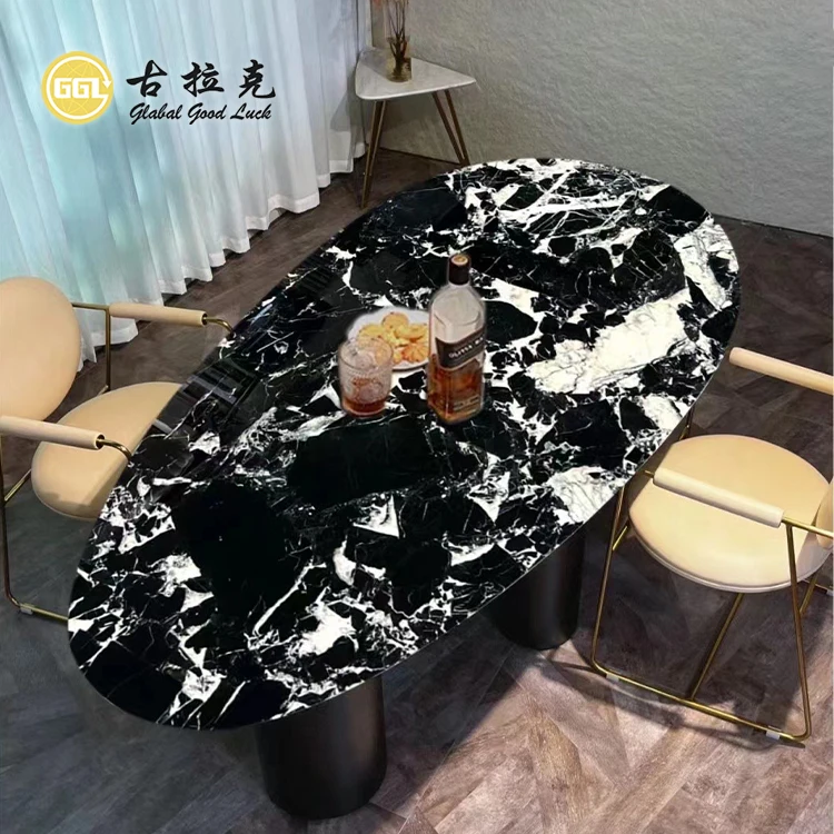 Wall Decoration Tile Polished Stone Marble Black Ice Flower Slab