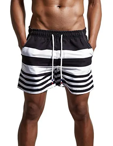 Oem Men's Quick Dry Swimsuit Swim Trunks Watershort Swimwear Stripes Board Shorts Bathing Suits Side Pockets428_voghion.com
