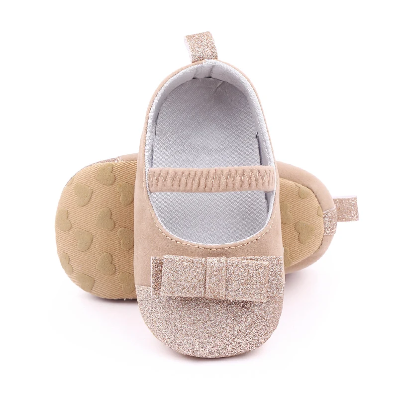 New Arrival Bling Glitter PU Material Soft Sole Baby Newborn Infant Girl Shoes supplier