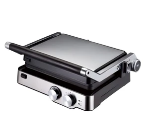 Electric Stainless Steel Non-Stick Temperature Timer Control Panini Contact Press Grill with Detachable Plates