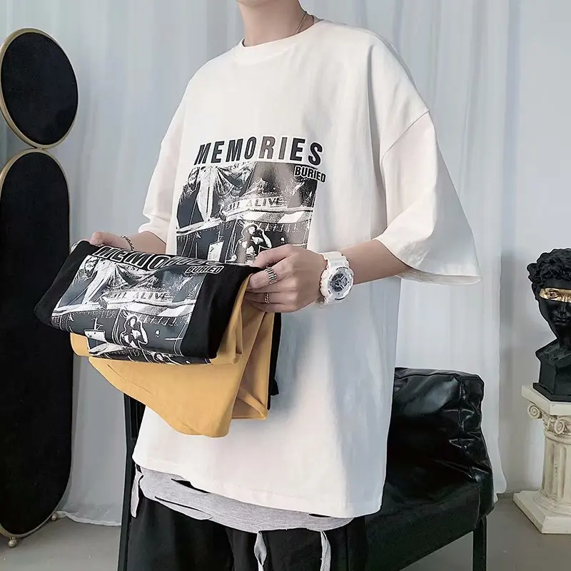 White Summer Half Sleeve Loose Blank T Shirt Hip Hop 5xl Round Collar Print Logo Custom Drop Shoulder T Shirts Buy Drop Shoulder T Shirts Wholesale Custom Logo Printed Patterns Of Fashion Black T Shirts O Collar