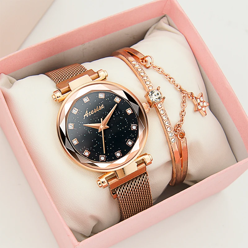 Casual Mesh Magnet Buckle Starry Sky Watches for Women  display picture 1