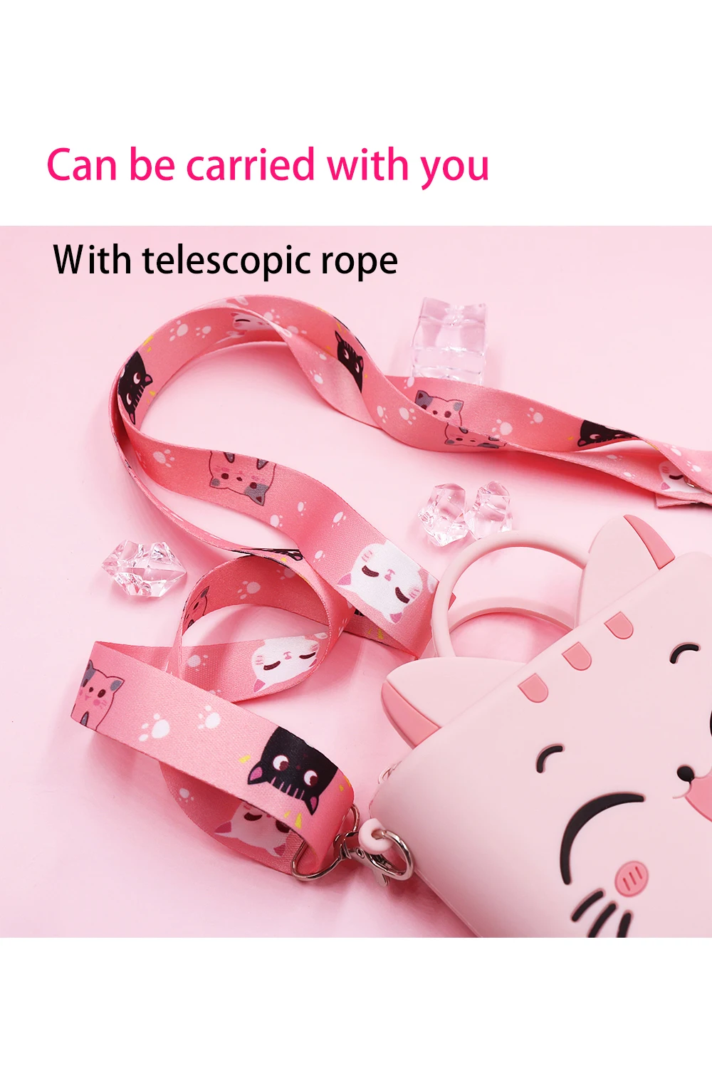 lovely Happy cat silicone hand rope wallet cute girls mini cartoon small rubber coin purse