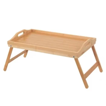 Bamboo Bed Tray Adjustable Laptop Table Wood Computer Small Folding Table Lap Desk for Couch Sofa