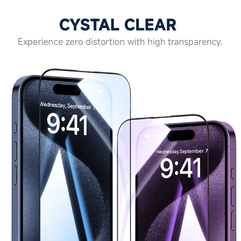 product tempered glass protector film dust removal easy installation kit full cover 9h hd screen protector 5 pack for iphone 15 16 17-4