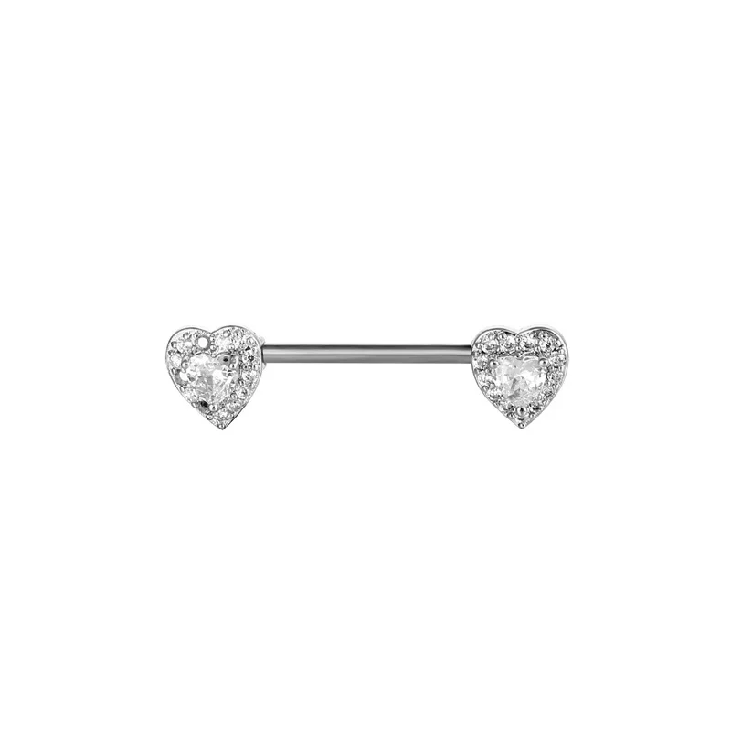 Fast Shipping Fashion Surgical Stainless Steel Cute Heart Nipple Rings Ring  With Clear Cz Zircon Stones Piercing Jewelry - Buy Nipple Rings,Cute