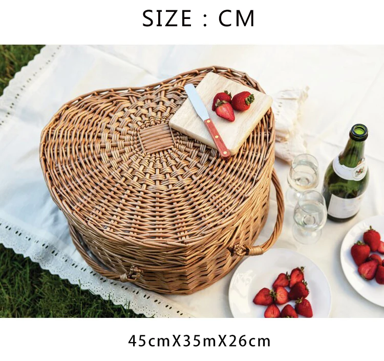 Kingwillow Fruit Food And Drink Storage Basket Wicker Woven Heart