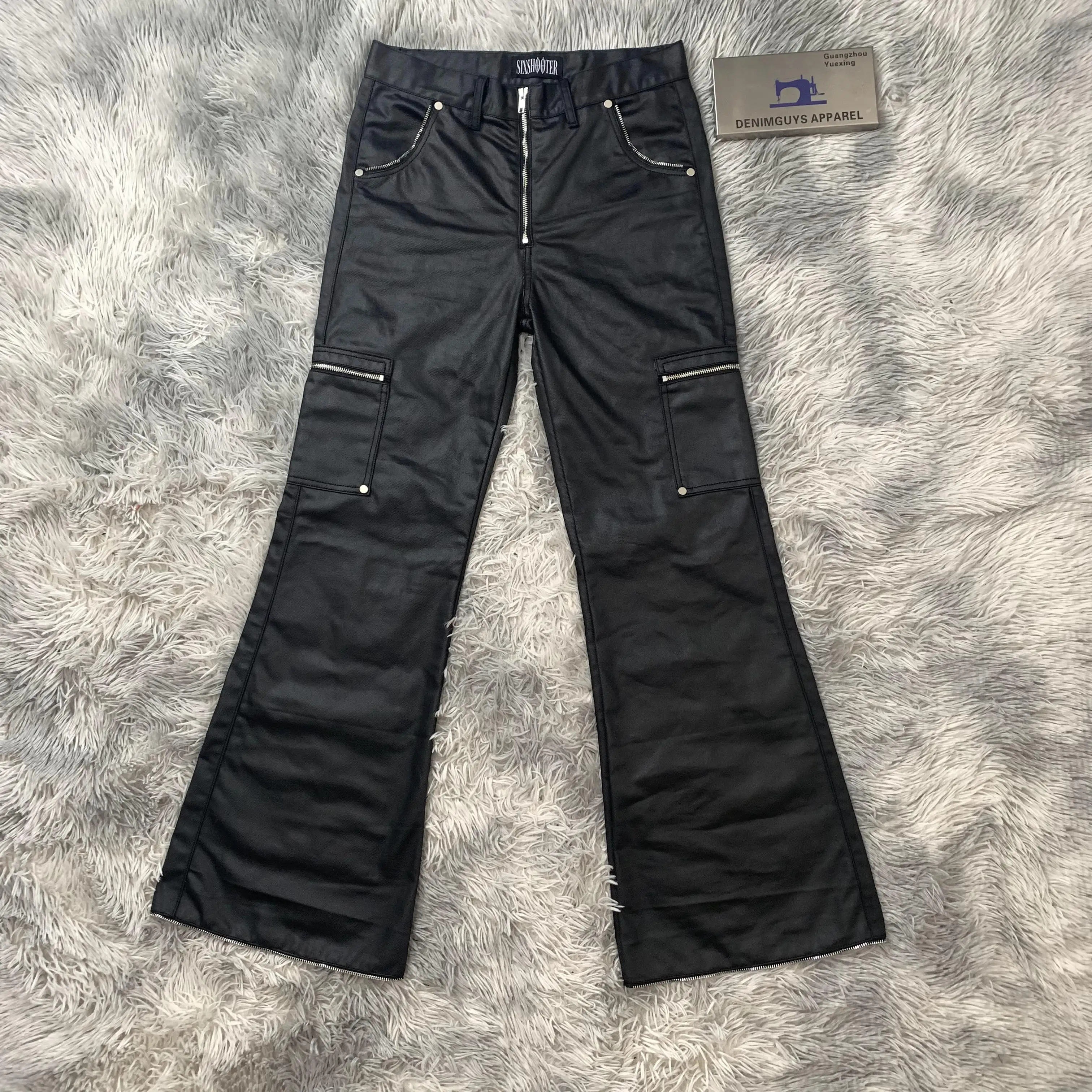 Mados kūrybingos „Multi“ užtrauktuko kišenės laisvos „bootcut“ kelnės su užtrauktuku ir „baggy wa“ džinsais, hiphopo vyriškos džinsinės kelnės, gatvės apranga_voghion.com