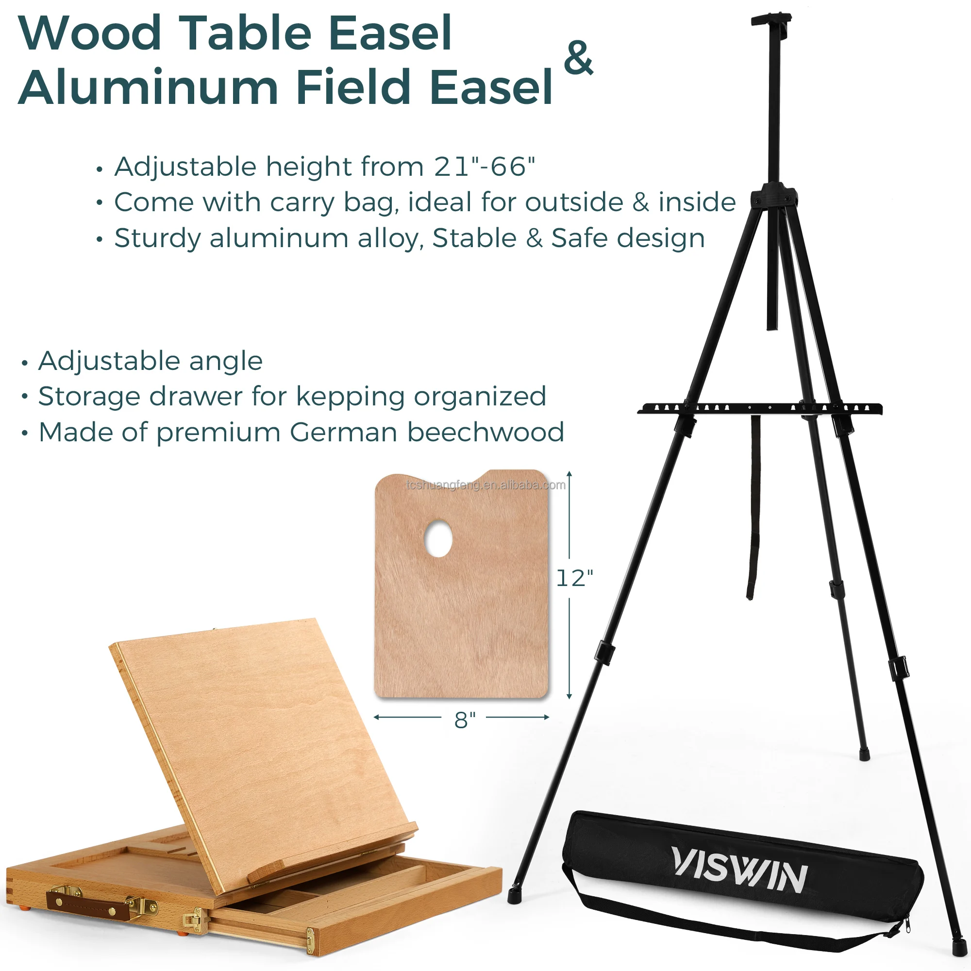 VISWIN Art Supplies Set with Easel, Brushes, Acrylic Tubes, Canvas ...