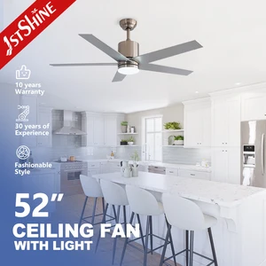 1stshine Led Ceiling Fan 52 Inches 5 Blades Led Lighting DC Motor Quiet High Quality Ceiling Fan with Remote