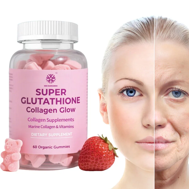 glutathione collagen glow 60 gummies OEM Glutathione Collagen Glow Gummies Support Liver Health Improve Skin Whitening Trightem Marine Collagen Vitamins Supplement