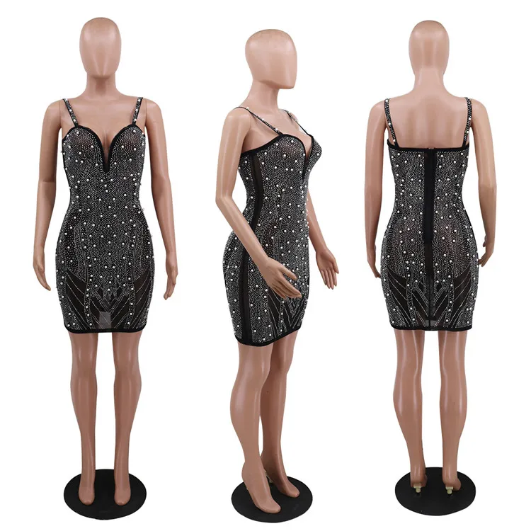 The latest fashion Sequin Sexy women party dress  deep V-neck sequins  tight  evening club Dresses Women Lady Elegant