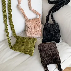 New Autumn Plush Soft Shoulder Bag Light Pink Mini Lipstick Bag Small Smooth Crossbody Bags