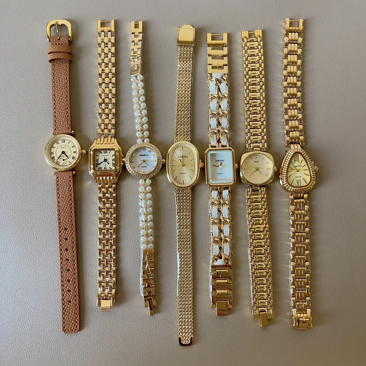 Vintage Square Diamond Watch - Gold Bracelet Waterproof Quartz Vintage Quartz Square Watch | Kinn Studio main image 2